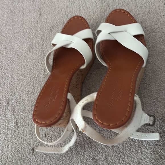 American Eagle White Strappy Wedge Sandals - Picture 10 of 15